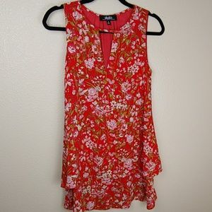 Lulus red floral flowy dress size small